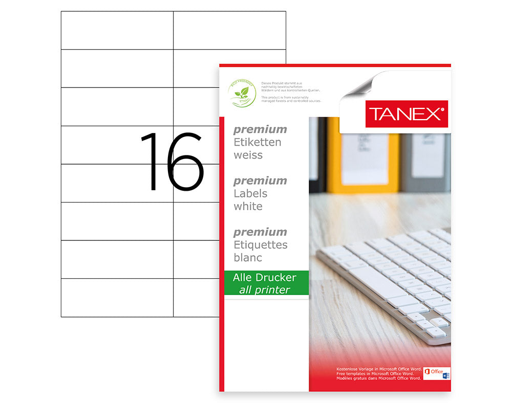 ETICHETE 16/A4 105*37MM COLTURI DREPTE 25/TOP TANEX ETICHETE 16/A4 105*37MM COLTURI DREPTE 25/TOP TANEX